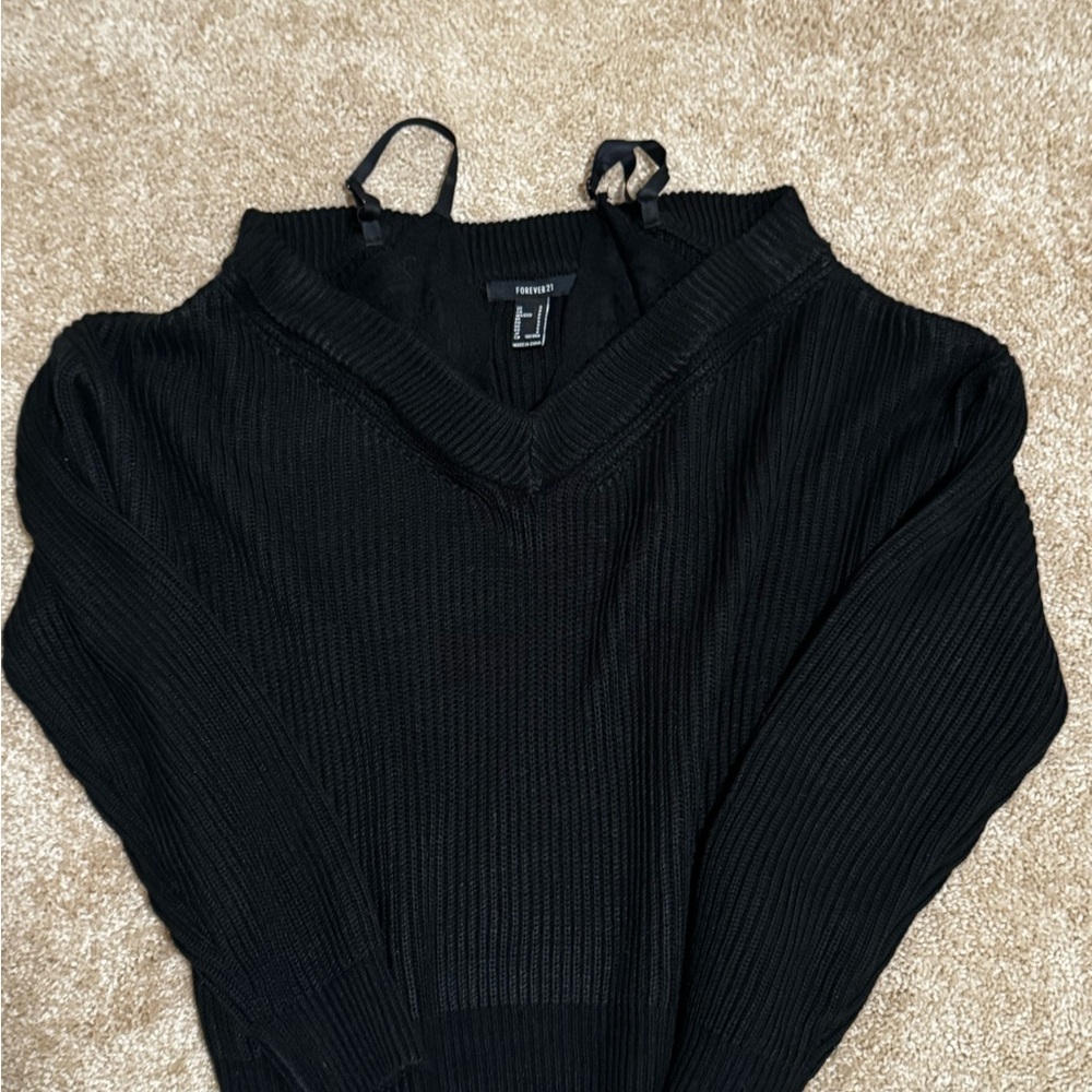 Forever 21 Black Off-the-Shoulder Sweater